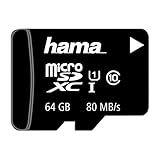 Hama microSD | microSDHC | microSDXC Karte 64GB 80MB/s Übertragungsgeschwindigkeit Class 10 microSD Speicherkarte im Mini-Format Mini SD z. B. für Android Handy, Smartphone, Tablet, Nintendo UHS-I