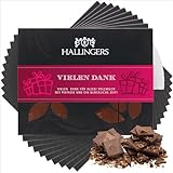 Hallingers Vollmilch Edel-Schokolade mit Pistazie & Amaretto, handmade (900g) - 10x Vielen Dank (Tafel-Karton) - zu Weihnachten, Glückwunsch, Danke - jetzt zu Weihnachten 2023 schenk