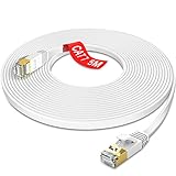 GLCON Cat7 Netzwerkkabel 5m High Speed Ethernet Kabel 600 MHz 10000 Mbit/s Flach Lan Kabel Kompatibel mit Switch/Router/Modem/Patch-Panel Weiß
