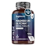 Magnesium Glycinat Kapseln mit Vitamin B6-180 vegane Kapseln - 1420mg Magnesiumbisglycinat mit 200mg elementarem Magnesium - Elektrolyte für Training, Fitness und Immunsystem - Von WeightW