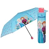 PERLETTI Regenschirm Taschenschirm die Eiskönigin II Kleine Mädchen - Disney Frozen 2 Kinderschirm mit Elsa Anna Olaf - Reise Mini Kinder Schirm Klein Kind 7+ Jahre - Durchmesser 91 cm (Türkis)