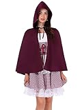 HAUSPROFI Halloween Kostüm Damen/Kind Cosplay Kleid Kostüm für Halloween Kostüm Rotkäppchen mit Rock+Umhang Rot 38