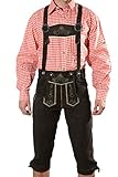 Bayerische Herren Trachten Lederhose, Trachtenlederhose mit Trägern, original in Dunkelbraun, Oktoberfest, Größe 54