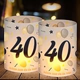 12 Windlicht Tischdeko 40 Geburtstag, Deko 40. Geburtstag Mann Frau, Schön DASS Du Da Bist, 40 Jahre Happy Birthday Tischdeko Schwarz Gold, Geeignet für T