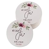 Herz & Heim® Untersetzer zur Hochzeit, Motivauswahl, Pappe, 30 Stück (Wir Sagen Ja)