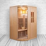 Infrarotsauna Alpha I – Tiefenwärme & Saunaofen für 2 Personen | Kanadisches Hemlockholz | 5 Flächenstrahler & 3000 W Saunaofen | Farblichttherapie | Einfache Montage & Bedienung