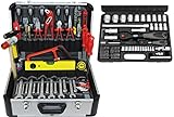 FAMEX 423-47 Werkzeugkoffer gefüllt mit Werkzeug Set - ERWEITERBAR - Werkzeugkasten bestückt - Viel Platz für weiteres Werkzeug