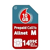 Prepaid CallYa M | Dauerhaft 10 GB Datenvolumen| 15 Euro Startguthaben | monatlich kündbar | 5G Netz | Telefon- & SMS-F