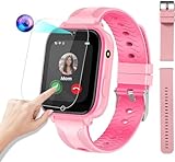 OKYUK 4G Kinder-Smartwatch-Telefon, 1.69-Zoll-Kinder-Smartwatch-Telefon mit Video und Telefonanruf, Kinder-GPS-Uhr mit Alarm, Gesichtsentsperrung, WiFi-Smartwatch für Jungen und Mädchen (Rosa)