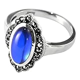 Damen Ringe Silber, 925 Sterling Silber Blauer Korund Ring Ringe DamenSilber, Größe 52 (16.6)