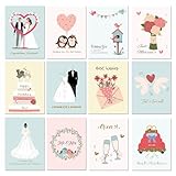 BIROYAL 12 Hochzeitskarte für Brautpaar - Premium Glückwunschkarten zur Hochzeit mit Umschlag aus Kraftpapier - Just Married Hochzeits-Klappkarte - Hochzeits Geschenke, Flitterwochen Geschenk