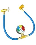 QWORK® R134A Auto Klimaanlage Kältemittel Aufladeschlauch, Kältemittel Nachfüllset mit Messgerät, Kältemittel Füllschlauch mit 1/2 Zoll Anschluss für Auto Klimaanlagenkältemittelsy