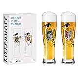 RITZENHOFF 3481002 Weizenbierglas 500 ml – 2er Set – Serie Brauchzeit Set Nr. 2 – 2 Stück mit mehrfarbigem Digitaldruck