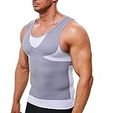 Herren Kompressionsshirt Unterhemd Quadratischer Schnitt Muskel Tank Top Workout Weste Bauchmuskeln Bauch Slim Ärmellos A-Shirt G-Einheit G-Shirt, grau, XX-Larg