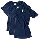 HERMKO 2810 3er Pack Kinder Kurzarm Unterhemd für Mädchen + Jungen aus Bio-Baumwolle, Farbe:Mix s/m/o, Größe:128