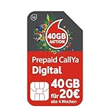 Prepaid CallYa Digital | Frühjahrsaktion: 40 GB statt 20 GB Datenvolumen | 20 Euro Startguthaben | | monatlich kündbar | 5G-Netz | Telefon- & SMS-F