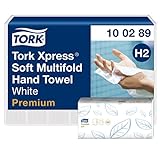 Tork Xpress weiche Multifold Papierhandtücher 100289 - H2 Premium Falthandtücher für Handtuchspender - weich und saugfähig, 2-lagig, weiß - 21 x 150 Tü