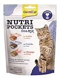 GimCat Nutri Pockets Sea Mix - Knuspriger Katzensnack mit cremiger Füllung und funktionalen Inhaltsstoffen - 1 Beutel (1 x 150 g)