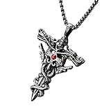 GEEKAA Fliegendes Drachenkreuz Schwert Halskette für Männer Kubanische Kette Lange Halsketten Schmuck Geschenk