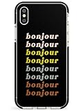 Case Warehouse Foreign Sätze Bonjour Black Impact Hülle kompatibel mit iPhone XS Max TPU Schutz Light Phone Tasche mit Frankreich Text Schriftart Designer Fernw