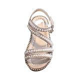 Sandalen Kinder Mädchen Elegant Sommerschuhe Weichen Sohlen Strandsandalen Bohemian Strandschuhe Sommer Freizeitschuhe Flache Kinderschuhe Offener Zeh Atmungsaktive Outdoorsandalen M