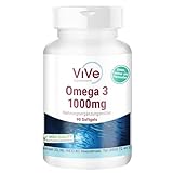 Omega 3 1000mg - 90 Softgels - Omega 3 aus Fischöl - mit EPA, DHA und Vitamin E - Hochdosiert - Qualität aus Deutschland - ViVe Supp