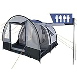 CampFeuer Zelt Smart für 4 Personen | Schwarz/Blau/Grau | Großes Tunnelzelt mit 3 Eingängen, 2000 mm Wassersäule | Herausnehmbare Trennwand | Gruppenzelt, Campingzelt, F