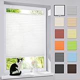 bobodeco Plissee ohne Bohren Klemmfix Faltrollo Jalousie Weiß 110x120cm (BxH), Plisseerollo Sichtschutz und Sonnenschutz Blickdicht Easyfix lichtdurchlässig Rollo für Fenster & Tü