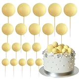 ASTARON 20 Stück Tortendeko Kugeln Cake Topper, Mini-Ballons Tortenaufleger für Hochzeit Party Babyparty Geburtstag Torte Dekorieren(Gelb)