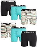 Lucky Brand Herren Unterwäsche - Baumwollmischung Stretch Boxershorts (6er Pack), Schwarz/Streifen/Heather Aqua, X-Larg