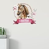 GRAZDesign Wandtattoo Pferd mit Namen personalisiert, Kinderzimmer für Mädchen - 46x40