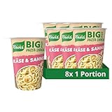 Knorr Big Pot Pasta Snack Käse & Sahne leckere Instant Nudeln fertig in nur 5 Minuten 8 x 92 g