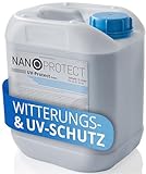 Nanoprotect UV-Protect | Holzöl | UV-Schutz | Witterungsschutz | Langzeitschutz gegen Vergrauung, Austrocknung und Rissbildung | 5 Liter | Platin - hellgrau | Für ca. 35-50 m²
