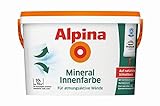 Alpina Mineral-Innenfarbe – weiß – für atmungsaktive Anstriche auf mineralischen Untergründen – ergiebig, waschbeständig & wasservedünnbar – 10 L