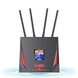 4G SIM, KuWFi Router 4G LTE WLAN Cat4 300 Mbps mit SIM-Karte und USB-Port, 4G-Box, entsperrt, unterstützt B1/B3/B7/B8/B20 für Orange SFR Free Bouygues, Verbinden Sie bis zu 10 G