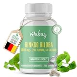 Vitabay Ginkgo Biloba 6000 mg | 180 Kapseln | Zeitoptimierte Abgabe | Mit 24% Flavone & 6% Lactone | Laborgeprüft & hergestellt aus hochwertigen R