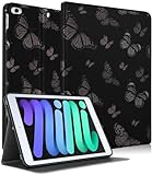 Uppuppy Schutzhülle für Apple iPad Mini 5/4/3/2/1, für iPad Mini 5. / 4. / 3. / 2. / 1. Generation, Kinder, niedliches Schmetterling, Folio, Damen, Mädchen, Teenager, schwarz, ästhetisches Design, fü