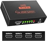 HDMI Splitter 1 IN 4 OUT 3D 4K 1080P Splitter HDMI Verteiler 1 x 4 HDCP 1.4 HDMI Verteiler Verstärker mit USB Kabel Kompatibel mit PC PS3 HDTV Blu-ray Projektor DVD