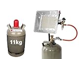 Rothenberger Industrial 4 teiliges Komplett-Paket: Gas Heizstrahler Aufsatzstrahler mit Zündung | 0,4 m Propangasschlauch | 1x Propankonstantregler 50 mbar und Propangas 11 kg