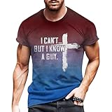 Dinnesis Kleidung „I Can't But I Know A Guy“-Kurzarm-T-Shirt mit Buchstaben-Aufdruck für Herren Tops Herren Seitlich Offen (Blue, XXL)
