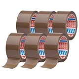 tesa tesapack im 6er Pack - Geräuscharmes Paketklebeband zum Verpacken von Paketen und Versandschachteln - braun - 6 Rollen je 66