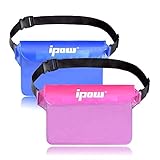ipow 2 Pack wasserdichte Tasche Beutel Unterwassertasche Bauchtasche vollkommen für iPhone, Handy, Kamera, iPad, Bargeld, Dokumente vor Wasser schützen (pink+ blau)