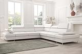 Friderik Ecksofa Echtes Leder Galaxy MAX Ledersofa 280×280 Schlaffunktion (Weiß, Rechts)