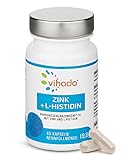 Vihado Zink Kapseln mit L-Histidin – Zink Histidin Komplex für Stoffwechsel, Immunsystem, Fruchtbarkeit, Sehkraft, Haut und Haare – Zink hochdosiert zur Nahrungsergänzung – 60 Kap
