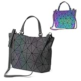 Parnerme Handtasche Damen Geometrische Taschen Schultertaschen Leuchtende Handtasche Mode Holographische Frauen Umhängetasche Scherbe Gitter PU Leder(Colour-2)