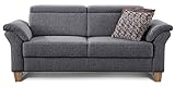 Cavadore 3-Sitzer Sofa Ammerland / Couch mit Federkern im Landhausstil / Inkl. verstellbaren Kopfstützen / 186 x 84 x 93 / Strukturstoff g