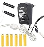 revolt Batterie-Dummies AAA: Batterie-Netzteil-Adapter für bis zu 2 Geräte, ersetzt 8 AAA-Batterien (Dummy-Batterie-Netzteil-Kits)