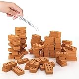RHQFDM 100 Stück Mini Ziegelsteine,2CM Simulation Ziegel,Modellbau Bricks Set,Ziegelstein Modell mit 8 Löchern,Mini Scale Ziegel,Ziegelsteine zum Mauern Kinder,Zubehör für DIY Bauen Pupp