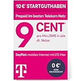 Telekom MagentaMobil Prepaid Basic SIM-Karte | 9ct pro Minute/SMS in alle dt. Netze | 10 EUR Startguthaben | Ohne Vertragsbindung I Volle Kostenk