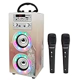 DYNASONIC (3º Generation) Karaoke mit Mikrofon, Karaoke anlage mit Mikrofon enthalten singen (Zwei), Bluetooth Lautsprecher Mehrfarbiges LED-Modell, Modelo 025-19